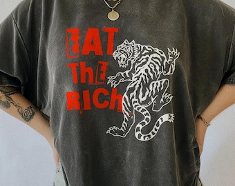 Camiseta "Coma o Tigre Rico" - Comfort Colors Anticapitalismo