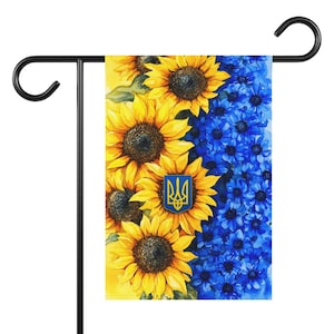 The Trident, Tryzub Ukranian Solidarity Flag - 12x18 Inch Double Sided Banner