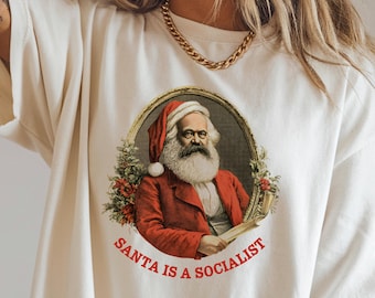 Santa is a Socialist Shirt -  Halloween Gift Black Cat Tee