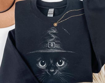 Witch Cat Sweatshirt - Halloween Gift