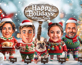 Custom Family Christmas Card – Business Christmas Caricature Cards | Printed Packs with Envelopes