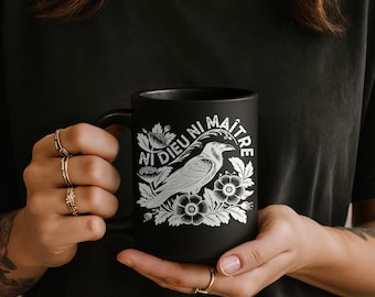 Ni Dieu Ni Maître Tasse: Anarchist Rabe & Florales Design