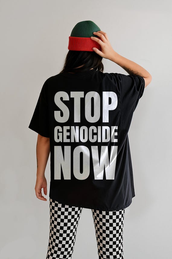 Stop Genocide NOW Tee: Comfort Colors Palestine Solidarity Back Print