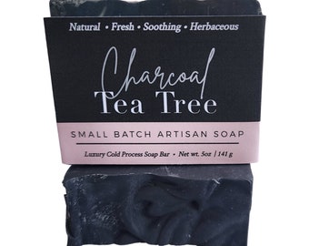 Charcoal Soap, Tea Tree Soap, Activated Charcoal Soap, Vegan Soap, Natural Soap, Cold Process Soap, Soap Gift, Soap for men, Detox Soap