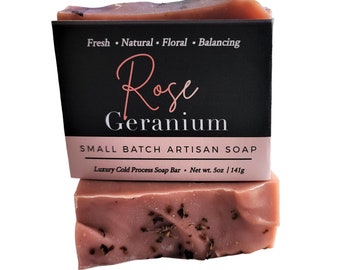 Rose Soap, Geranium Soap, Rose Geranium Soap, Natural Soap, Cold Process Soap, Soap Gift, Vegan Soap, Pink Clay Soap, , Valentine's Day Gift