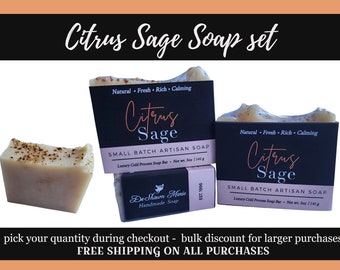 Soap Set, Citrus Sage Soap Set, Discounted Soap, Bulk Soap, Citrus Soap, Orange Soap, Vegan Soap, Natural Soap, Cold Process Soap