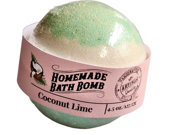 Coconut Lime Bath Bomb, Bath Fizzy, Bath Spa, Vegan Bath Bomb, Natural Bath Bomb, Bath Bomb Gift, Spa Gift, Coconut Bath Bomb,Lime Bath Bomb