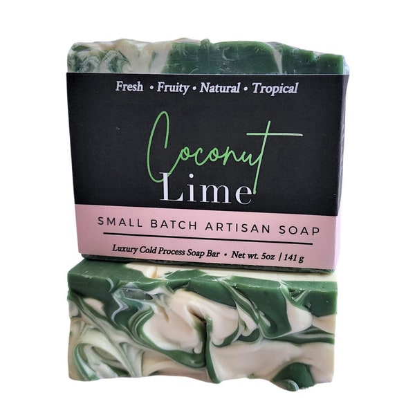 Coconut Soap, Lime Soap, Coconut Lime Soap, Vegan Soap, Natural Soap, Cold Process Soap, Soap Gift, Bath and Body Gift, , Birthday Gift