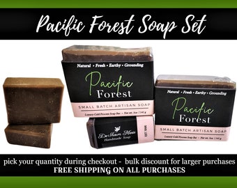 Soap Set, Pacific Forest Soap, Fir Needle Soap, Tree Scented Soap, Pine Scented Soap, Pine Tar Soap, Natural Soap, Vegan Soap, Soap Gift