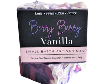 Berry Berry Vanilla Soap, Handmade Soap, Vegan Soap, Black Raspberry Soap, Soap Sample, Strawberry Soap, Soap Gift, Natural Soap,