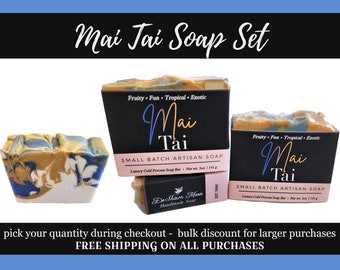 Soap Set, Mai Tai Soap Set, Vegan Soap, Cold Process Soap, Natural Soap, Tropical Soap, Fruity Soap, Soap Gift, Soap Favors, Birthday Gift