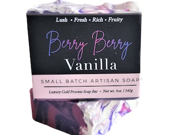 Berry Berry Vanilla Soap, Handmade Soap, Vegan Soap, Black Raspberry Soap, Strawberry Soap, Vanilla Soap, Natural Soap, Best Selling Soap
