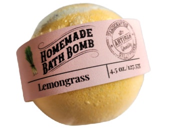 Lemongrass Bath Bomb, Bath Fizzy, Bath Spa, Vegan Bath Bomb, Natural Bath Bomb, Bath Bomb Gift, Spa Gift, Valentine's Day Gift