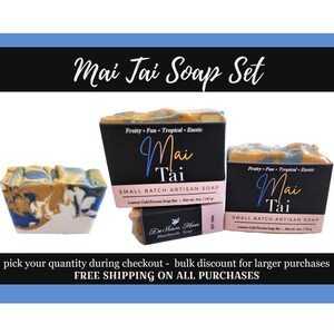 Soap Set, Mai Tai Soap Set, Vegan Soap, Cold Process Soap, Natural Soap, Tropical Soap, Fruity Soap, Soap Gift, Soap Favors, Birthday Gift image 1