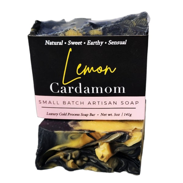 Lemon Cardamom Soap, Vegan Soap, Natural Soap, Citrus Soap, Cardamom Soap, , Soap Sample, Cold Process Soap, Soap Gift, Valentine's Day Gift