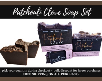 Soap Set Patchouli Clove Soap Natural Soap Gift Vegan Soap Cold Process Soap Handmade Soap for Men Christmas Soap Gift Soap Favors