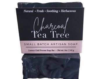 Charcoal Soap, Tea Tree Soap, Activated Charcoal Soap, Vegan Soap, Natural Soap, Cold Process Soap, Soap Gift, Soap for men, Detox Soap