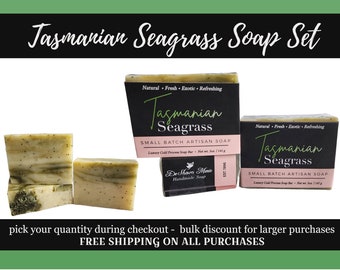 Tasmanian Seagrass Soap Set, Soap Set, Eucalyptus Soap Set, Spirulina Soap, Kelp Soap, Natural Soap, Vegan Soap, Soap Gift, Birthday Gift