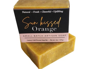 Orange Handmade Soap, Sun Kissed Orange Soap, Citrus Soap, Fresh Squeezed Orange Soap, Natural Soap, Vegan Soap, Soap Gift, Soap Samples