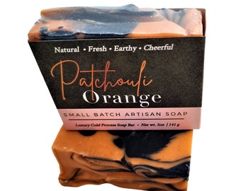 Patchouli Orange Soap, Patchouli Soap, Orange Soap, Natural Soap, Activated Charcoal Soap, Vegan Soap, Cold Process Soap, Soap Gift