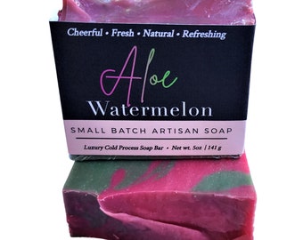 Aloe & Watermelon Soap, Natural Soap, Vegan Soap, Cold Process Soap, Soap Gift, , Best Seller, Body Soap, Soap Bar, Self Care, Skin Care