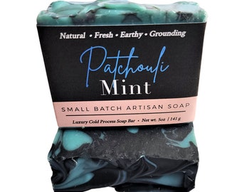 Patchouli Mint Soap Natural Soap Gift Vegan Soap Cold Process Soap Handmade Soap for Men Christmas Soap Gift Soap Favors Hippy Soap