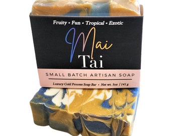 Mai Tai Handmade Soap, Tropical Soap, Fruity Soap, Cold Process Soap, Vegan Soap, Natural Soap, Soap Gift, , Body Soap, Soap Bar