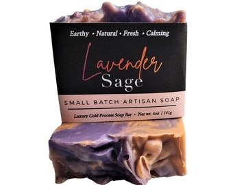 Lavender Sage Soap, Handmade Soap, Vegan Soap, Natural Soap, , Best Seller, Body Soap, Soap Bar, Self Care, Skin Care, Valentine's Day Gift