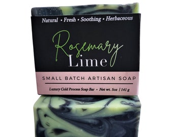 Rosemary Lime Soap, Rosemary Soap, Lime Soap, Natural Soap, Vegan Soap, Cold Process Soap, Artisan Soap, Soap Gift, , Valentine's Day Gift