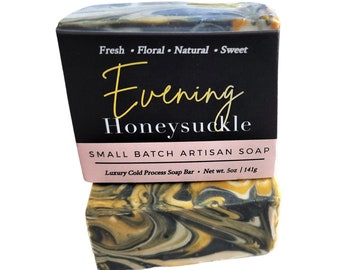 Honeysuckle Soap, Natural Soap, Vegan Soap, Cold Process Soap, Soap Gift, Shea Butter Soap, , Floral Soap, Swirled Soap, Birthday Gift