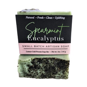 Spearmint Eucalyptus Soap, Mint Soap, Eucalyptus Soap, Natural Soap, Cold Process Soap, Vegan Soap, Green Clay Soap, Soap Gift, Bath Gift image 1