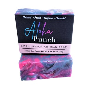 Aloha Punch Soap Bar, Tropical Soap, Fruity Soap, Cold Process Soap, Soap Gift, Best Seller, Body Soap, Soap Bar, Self Care, Skin Care image 1