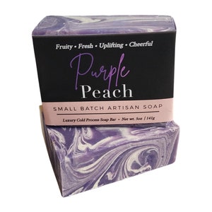 Peach Soap, Purple Peach Soap, Natural Soap, Vegan Soap, Cold Process Soap, Soap Gift, Purple Soap, , Body Soap, Soap Bar, Birthday Gift image 1