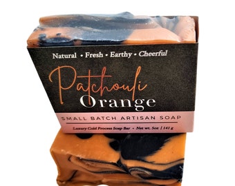 Patchouli Orange Soap, Patchouli Soap, Orange Soap, Natural Soap, Activated Charcoal Soap, Vegan Soap, Cold Process Soap, Soap Gift