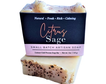 Citrus Sage Soap, Natural Soap, Vegan Soap, Cold Process Soap, Soap Gift