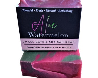 Aloe & Watermelon Soap, Natural Soap, Vegan Soap, Cold Process Soap, Soap Gift, Best Seller, Body Soap, Soap Bar, Self Care, Skin Care