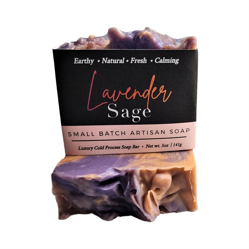 Lavender Sage Soap, Handmade Soap, Vegan Soap, Natural Soap, , Best Seller, Body Soap, Soap Bar, Self Care, Skin Care, Valentine's Day Gift image 1