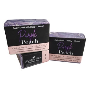 Peach Soap, Purple Peach Soap, Natural Soap, Vegan Soap, Cold Process Soap, Soap Gift, Purple Soap, , Body Soap, Soap Bar, Birthday Gift image 4