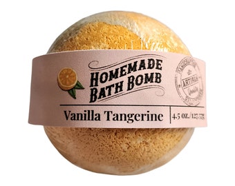 Vanilla Tangerine Bath Bomb, Bath Fizzy, Bath Spa, Vegan Bath Bomb, Natural Bath Bomb, Bath Bomb Gift, Spa Gift, Vanilla Bath Bomb