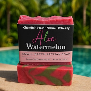 Aloe & Watermelon Soap, Natural Soap, Vegan Soap, Cold Process Soap, Soap Gift, Best Seller, Body Soap, Soap Bar, Self Care, Skin Care