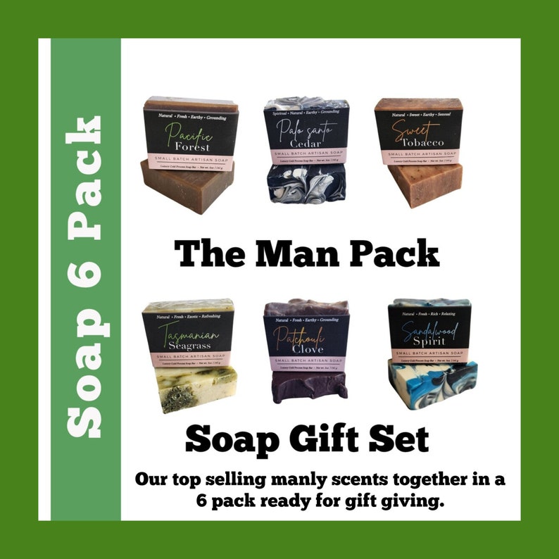 Soap Gift For Men Soap For Men Soap Gift Set 6 Pack s Christmas Gifts Vegan Soap Sampler Handmade Natural Soap Organic Soap Valentine's Gift image 1