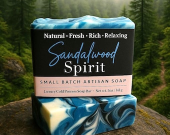 Sandalwood Soap: Vegan Cold Process Soap with Charcoal Clay