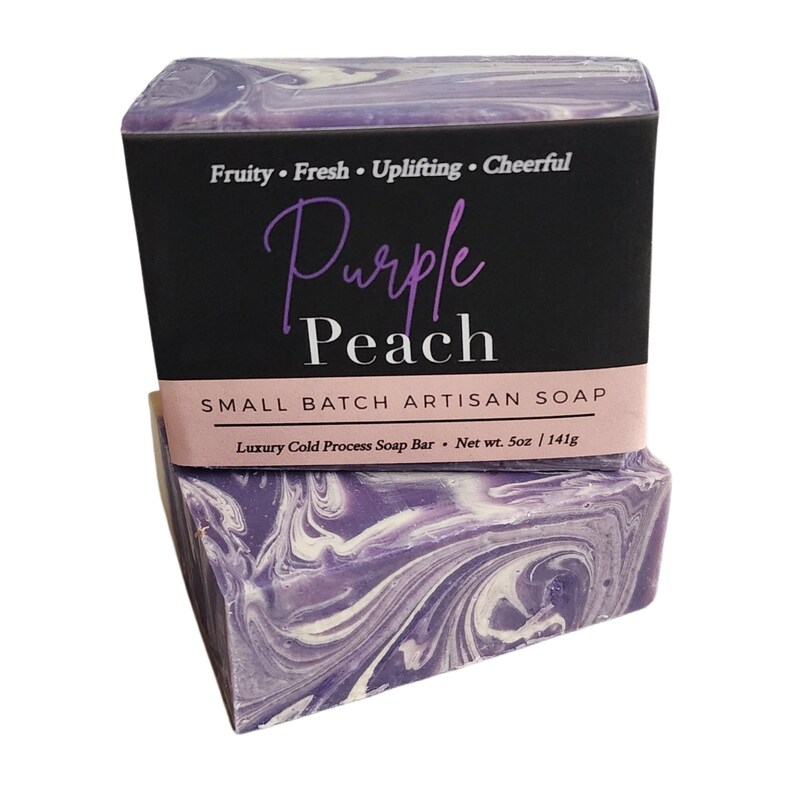 Peach Soap, Purple Peach Soap, Natural Soap, Vegan Soap, Cold Process Soap, Soap Gift, Purple Soap, , Body Soap, Soap Bar, Birthday Gift image 1