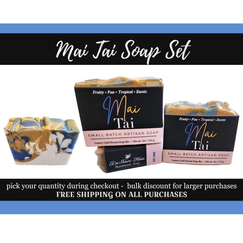 Soap Set, Mai Tai Soap Set, Vegan Soap, Cold Process Soap, Natural Soap, Tropical Soap, Fruity Soap, Soap Gift, Soap Favors, Birthday Gift image 1