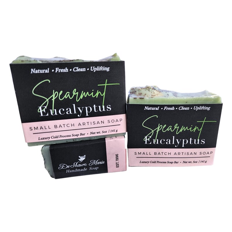 Spearmint Eucalyptus Soap, Mint Soap, Eucalyptus Soap, Natural Soap, Cold Process Soap, Vegan Soap, Green Clay Soap, Soap Gift, Bath Gift image 3