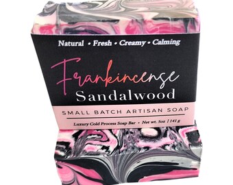 Frankincense Soap, Sandalwood Soap, Frankincense Sandalwood Soap, Pink Soap, Vegan Soap, Natural Soap, Soap Gift, Charcoal Soap