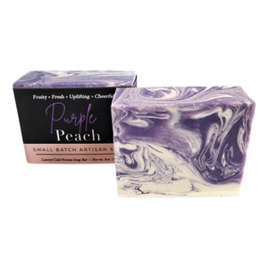 Peach Soap, Purple Peach Soap, Natural Soap, Vegan Soap, Cold Process Soap, Soap Gift, Purple Soap, , Body Soap, Soap Bar, Birthday Gift image 3