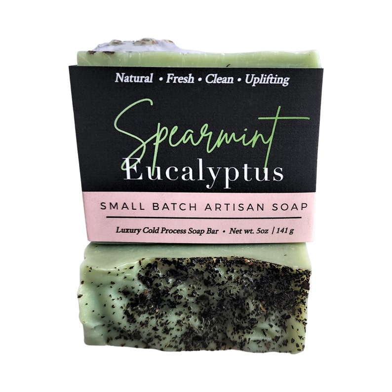 Spearmint Eucalyptus Soap, Mint Soap, Eucalyptus Soap, Natural Soap, Cold Process Soap, Vegan Soap, Green Clay Soap, Soap Gift, Bath Gift image 1