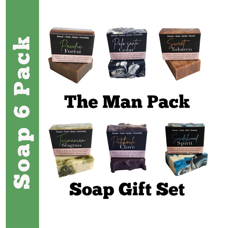 Soap Gift For Men Soap For Men Soap Gift Set 6 Pack s Christmas Gifts Vegan Soap Sampler Handmade Natural Soap Organic Soap Valentine's Gift image 2