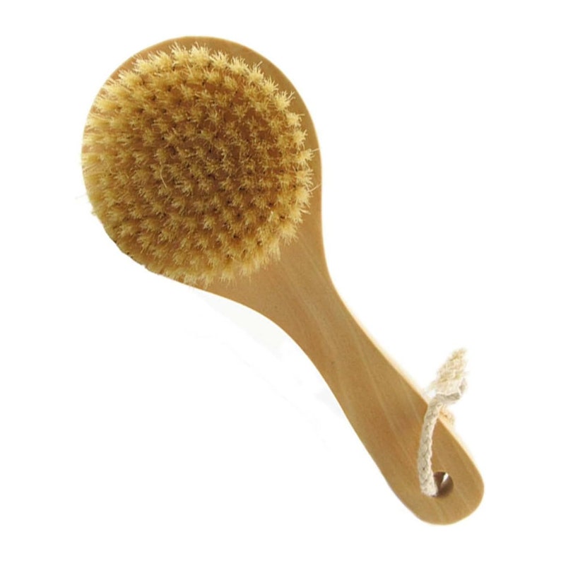 Natural bristle body brush, vegan body brush, dry body brush, sisal bristle body brush, zero waste body brush, short handled 8 body brush image 2